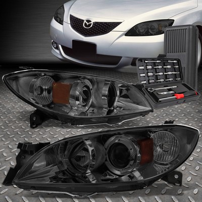 ДЛЯ 04-09 MAZDA 3 СЕДАН SDEAN ДЫМЧАТО-ЯНТАРНЫЕ УГЛОВЫЕ ФАРЫ-ПРОЕКТОРЫ + НАБОР ИНСТРУМЕНТОВ
