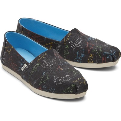 

Женские черные модные лоферы Toms Alpargata на плоской подошве 9 средних размеров (B, M) BHFO 3508, Black glow in the dark math print