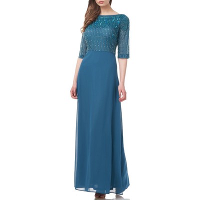 

Женское вечернее платье макси с украшением JS Collections BHFO 9073, Deep lagoon