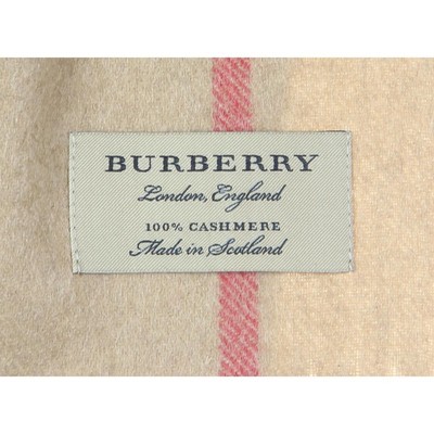 Burberry Giant Icon Tan Cashmere Classic Check Rectangle Scarf O/S BHFO 4190