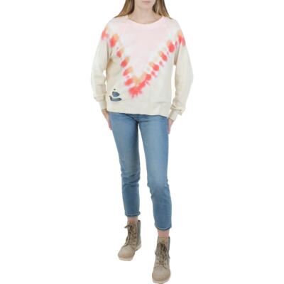 

Wildfox Womens Ivory Tie Dye Состаренный топ Толстовка Loungewear  BHFO 0808, Grapefruit wash