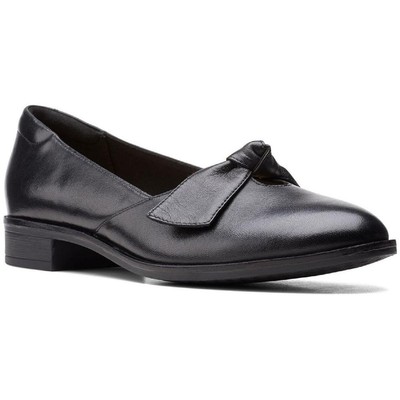 

Женские черные кожаные лоферы Clarks k 7.5 Medium (B,M) BHFO 8801, Черный, TRISHWAVE
