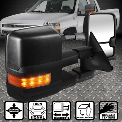 ДЛЯ 88-02 CHEVY/GMC C/K ПАРА РУЧНЫХ ПЕРЕКЛЮЧАТЕЛЕЙ+ БОКОВОЕ БУКСИРОВОЧНОЕ ЗЕРКАЛО С ЖЕЛТЫМ СВЕТОДИОДНЫМ СИГНАЛОМ ПОВОРОТА