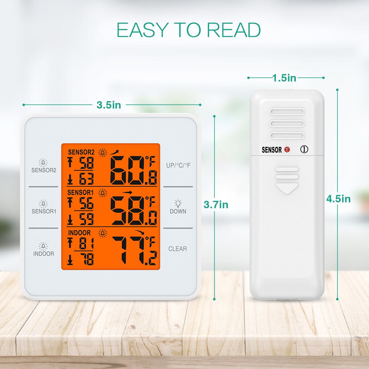 ORIA Refrigerator Alarm Thermometer Digital Wireless ...