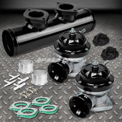 РЕГУЛИРУЕМЫЙ ТУРБО-ПРОДУВОЧНЫЙ КЛАПАН + ДВОЙНОЙ ПЕРЕХОДНИК ДЛЯ ФЛАНЦЕВЫХ ТРУБ RS 2.5 PSI ЧЕРНОГО ЦВЕТА