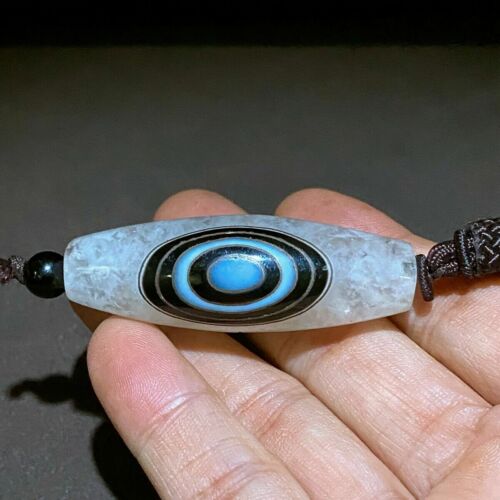Tibet : Very Old Agate mosaic DZI GZI Bead /amulet Pendant. " 1 Eyes  "
