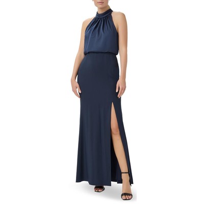 

Adrianna Papell Womens Halter Blouson Formal Evening Dress Gown BHFO 3576, Dark navy