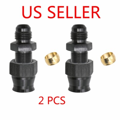 2Pcs 5/16 '' Tube To 6 AN Male Adapter Fitting With Brass Ferrule Hardline Black