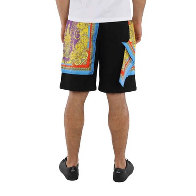 Pre-owned Versace Barocco Goddess Night Print Bermuda Shorts In Black