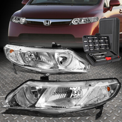 ДЛЯ 06-11 HONDA CIVIC СЕДАН ХРОМИРОВАННЫЙ КОРПУС ПРОЗРАЧНАЯ УГЛОВАЯ ЛАМПА ФАРЫ + НАБОР ИНСТРУМЕНТОВ