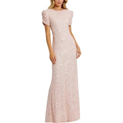 Женское официальное вечернее платье Mac Duggal с розовыми украшениями, 16 BHFO 1036