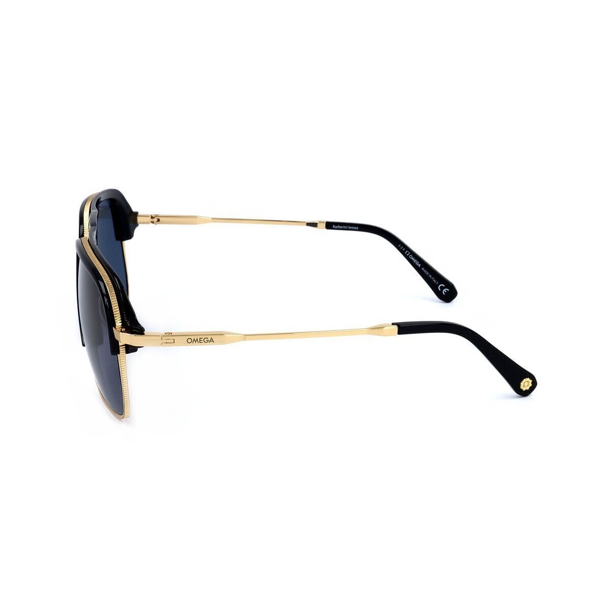 Pre-owned Tom Ford Omega Om 0015-h 01v Sunglasses Shiny Black/gold Blue Barberini Lenses 60mm