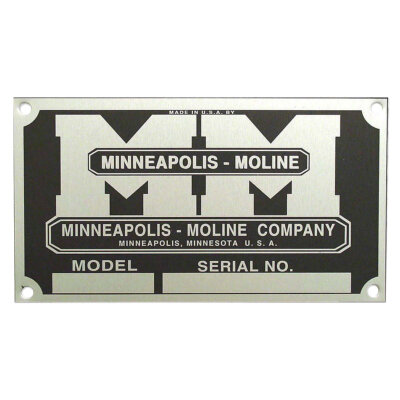 Serial Number Tag w/ Rivets (4 Rivet Holes) Fits Minneapolis Moline 335 445