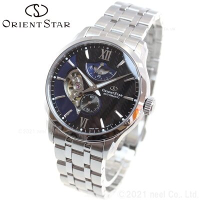 Pre-owned Orient Star Rk-av0b03b Layered Skeleton Mechanical Automatic Watch Navy Dial