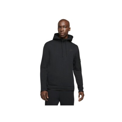 Мужская худи Nike Sportswear Black Tech Fleece Pullover (DD5174 010)