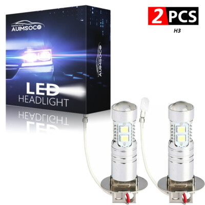 2Pcs H3 LED Fog Light Bulb Conversion Kit Super Bright White DRL Lamp 6500K