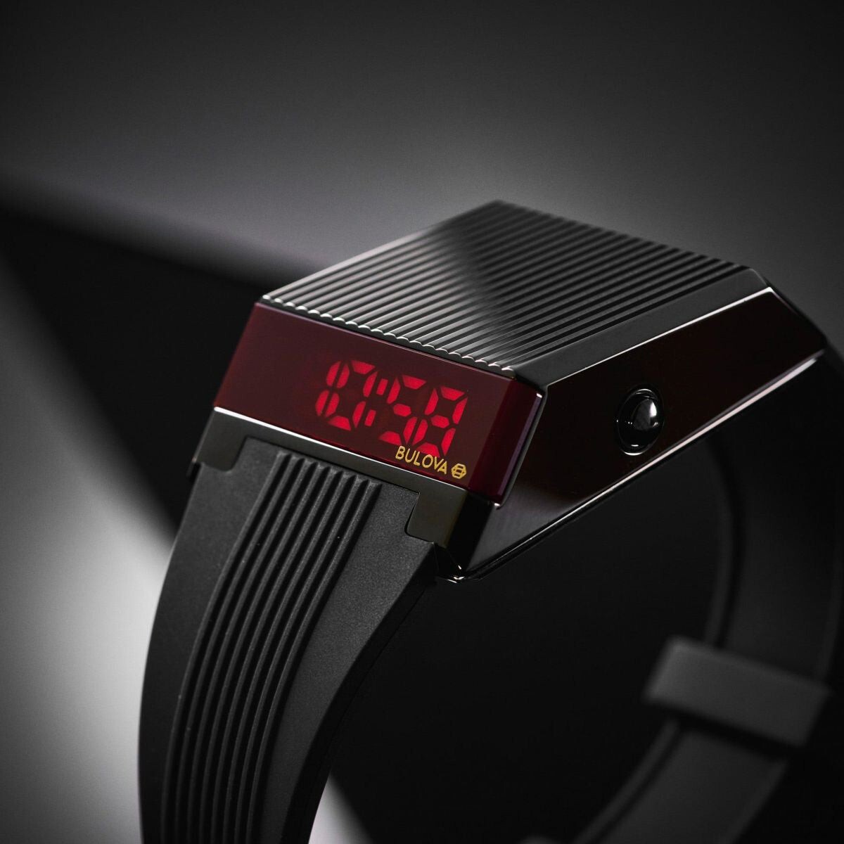 Pre-owned Bulova Archive Series Computron 98c135 Led Watch Black Mens Watch With Box