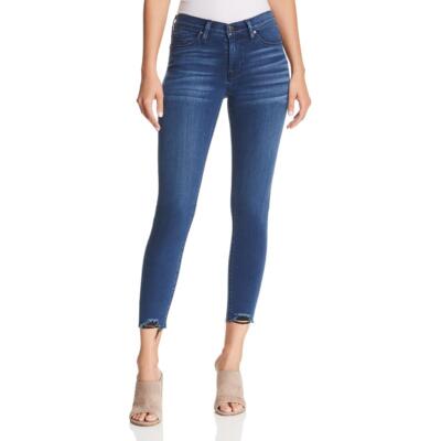 Женские синие обтягивающие джинсы-скинни с потертым подолом Hudson Womens Juniors 29 BHFO 6711