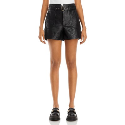Paige Womens Black Faux Leather High Rise Short Casual Shorts 2 BHFO 8610