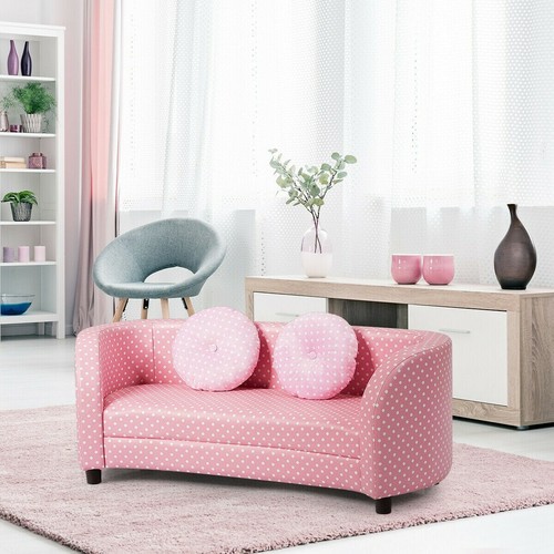 2 Seat Kids Sofa Armrest Chair With Two Cloth Pillows Little Girl