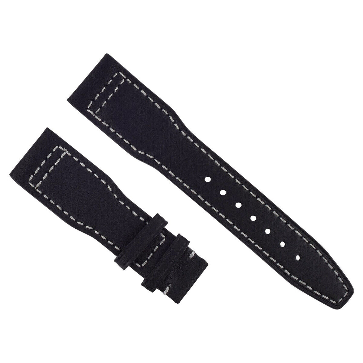 22MM CALF LEATHER WATCH STRAP BAND DEPLOYMENT CLASP FOR IWC WATCH PILOT BLACK WS