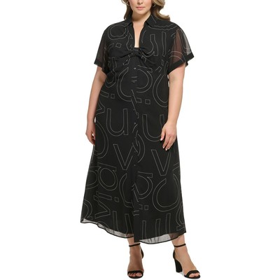 Женское миди-платье Calvin Klein с черно-белым принтом Plus 14W BHFO 9306