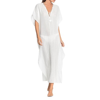 

Женский кафтан для плавания с разрезом по бокам Robin Piccone Michelle White  BHFO 7392, Белый