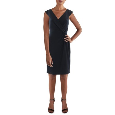 Lauren Ralph Lauren Womens Black Knee-Length Surplice Sheath Dress 2 BHFO 2535