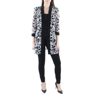 R&M Richards Womens Mesh Printed Open Front Duster Blazer Jacket BHFO 1594