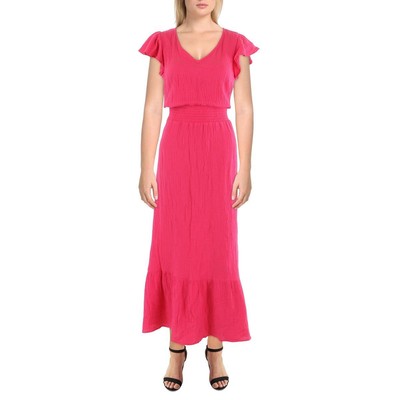 

Женское розовое газовое дневное платье макси с присборами Vince Camuto  BHFO 5467, Розовый