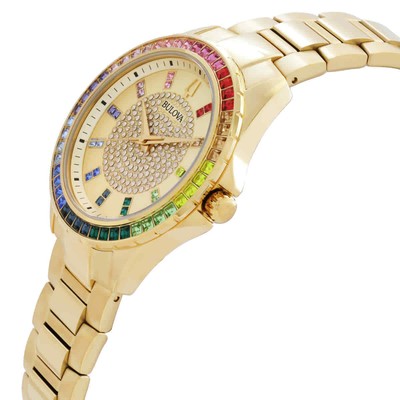 Pre-owned Bulova Phantom Quartz Crystal Champagne Dial Men's Watch 97a179