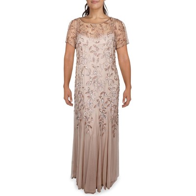 Adrianna Papell Womens Pink Sequined Evening Dress Gown Plus 14W BHFO 9712