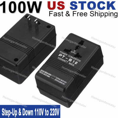Dual Voltage Converter 110V to 220V Step-Up/Down Transformer Travel Adapter 100W
