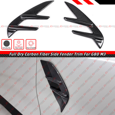 FOR 2021-2025 BMW G80 M3 DRY CARBON FIBER FRONT FENDER SIDE VENT COVER TRIM SET