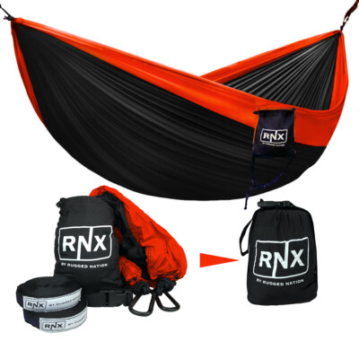RNX Orange Portable Double Hammock Lightweight Parachute Nylon Camping Outdoor