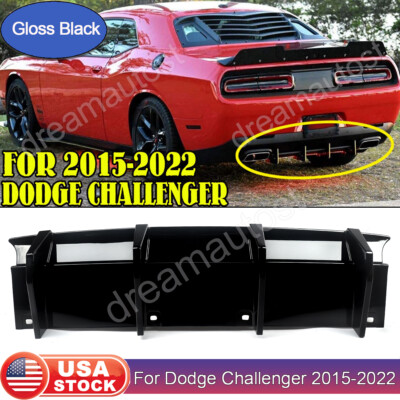 For Dodge Challenger 2015-2023丨Glossy Black Rear Bumper Lip Diffuser Shark Fins