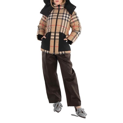 Pre-owned Burberry Recycled Polyester Check Print Puffer Jacket In Multicolor