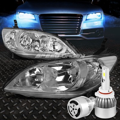 ХРОМИРОВАННЫЙ КОРПУС ФАРЫ + ПРОЗРАЧНЫЙ УГОЛ + БЕЛЫЙ СВЕТОДИОД 9006 HID с ВЕНТИЛЯТОРОМ ДЛЯ 04-05 CIVIC