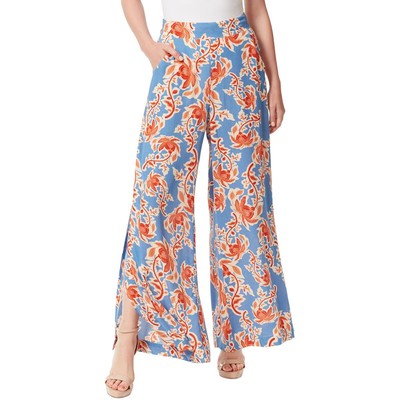 Женские широкие брюки Jessica Simpson Shaye синего цвета с цветочным принтом S BHFO 0804