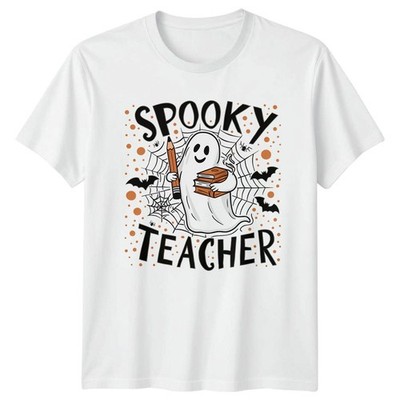 Maglietta Spooky Teacher Halloween Education Uomo Maglietta Donna Grafica...
