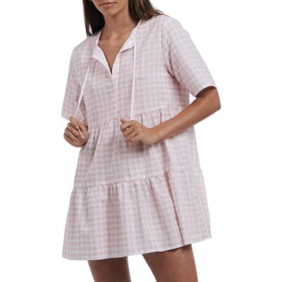 

Женское мини-платье в клетку с короткими рукавами Charlie Holiday Belle BHFO 3935, Pink gingham
