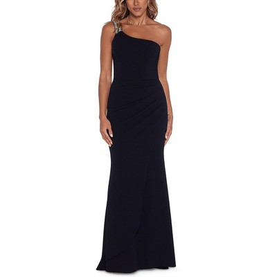 Женское вечернее платье макси с черным стразами Xscape BHFO 2401, Black/silver