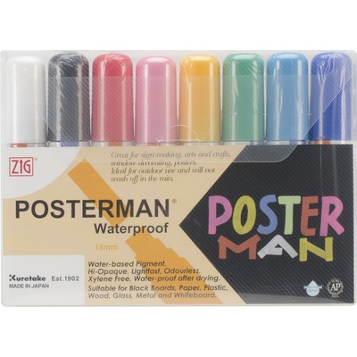 Zig PMA1208V  Posterman 15mm Tip Markers 8/Pkg-