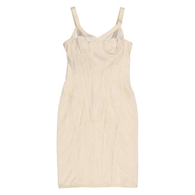 Pre-owned Burberry Pale Biscuit Nova Mesh And Stretch Jersey Corset Dress In Check Description