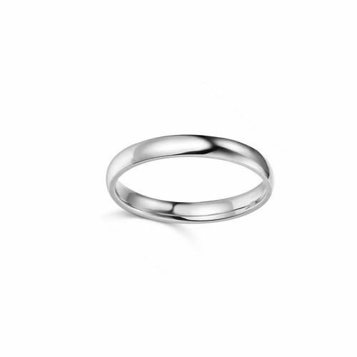 Pre-owned Td Collections 14k White Gold 3mm Plain Regular Fit Classic Light Dome Wedding Band