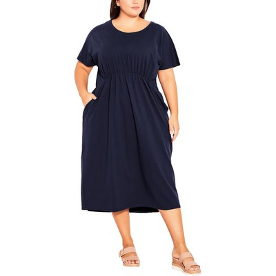 Женское темно-синее платье-сорочка Evans с длинным рукавом и кепкой для дневного времени плюс 26/28 Вт BHFO 4047