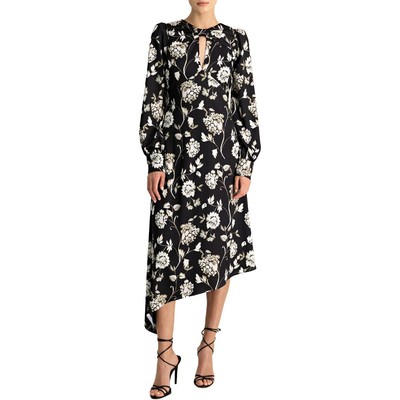 

Женское черное атласное платье для коктейлей и вечеринок ML Monique Lhuillier  BHFO 3001, Floral nouveau