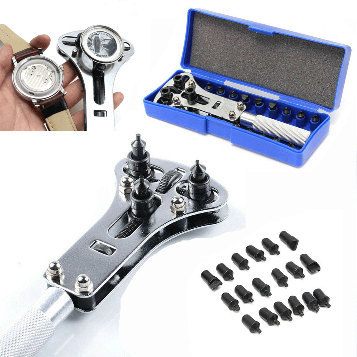 Watch Band Back Case OPENER Fixer Repair Tool Kit Battery Screw Cover Remover 
