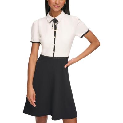 Женское ч/б платье с пышными рукавами Karl Lagerfeld Paris Mini Fit & Flare 12 BHFO 0574