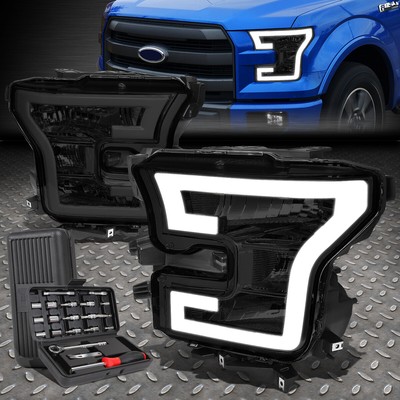 ДЛЯ 15-17 FORD F-150 LED DRL ДЫМЧАТЫЙ КОРПУС ПРОЗРАЧНАЯ УГЛОВАЯ ЛАМПА ФАРЫ + НАБОР ИНСТРУМЕНТОВ